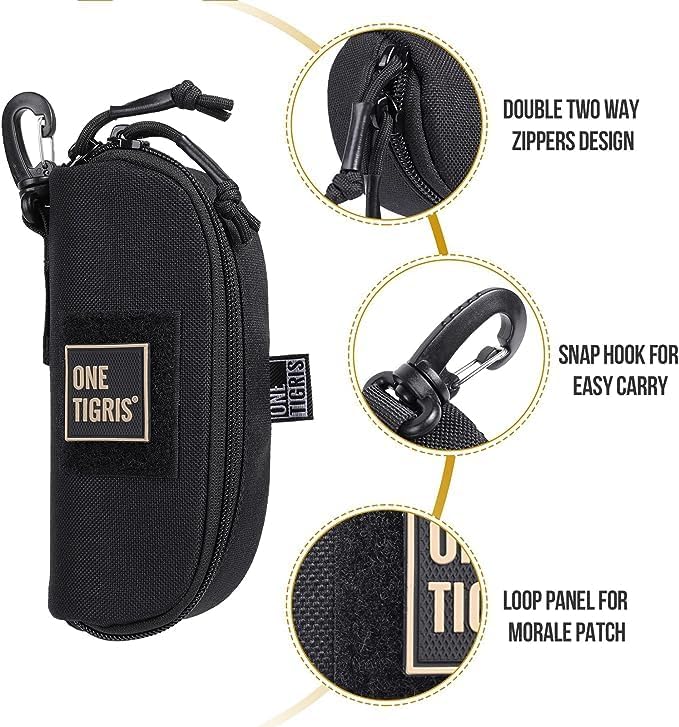 ONETIGRIS Hard Shell Sunglasses Case MOLLE Tactical Eyeglasses Pouch | Fits Most Regular Glasses, 1000D Nylon Glasses Case, Shockproof & Crush-Proof PP Liner, Inner Pocket, Two Way Zipper - Image 4