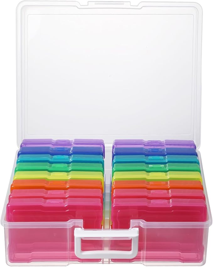 novelinks Photo Storage Box and 16 Inner 4" x 6" Photo Storage Containers | 1Pack Color, Photo Albums 4x6 Pictures, Photo Organizers and Storage, Card Game Storage, Task Boxes for Special Education by novelinks