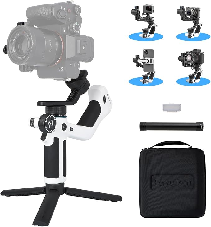 Feiyu SCORP Mini 2 Kit, 3-Axis Gimbal Stabilizer for Cameras & Smartphones | Built-in AI Tracking, OLED Touchscreen, 2.65lb Payload, Ergonomic Handle, Compatible with Sony, Canon, Nikon, iPhone & GoPro by FeiyuTech