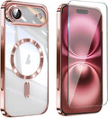 Magnetic Glossy Case for iPhone 17 Air,iPhone 17Air Phone Case Slim Clear Luxury with Screen Protector & Camera Protector [Compatible with MagSafe], Shockproof Cover for iPhone Air 17-Rose Gold by Unknown