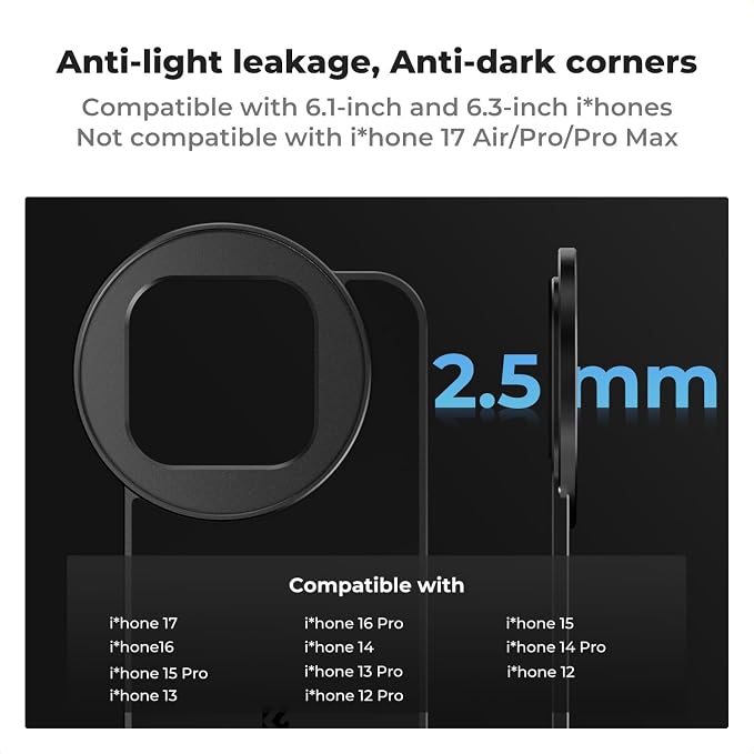 K&F CONCEPT 6.1inch Lens Filter Mount Adapter with 67mm ND2-32 Filter | Magnetic, Compatible with iPhone 16/15/14/13/12, 16/15/14/13/12 Pro, FA201 - Image 3
