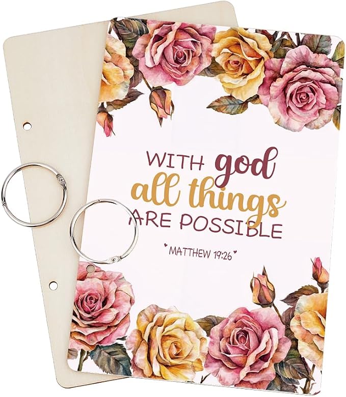 SUPERDANT With God All Things Are Possible Greeting Card Holder Organizer Wooden Card Keeper Binder Planning Book Birthday Cards Keeper Photo Album Graduation Wedding Planner Journal Keepsake Gift - Image 2