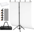 White Photo Backdrop with 5x6.5ft T-Shaped Stand for Photoshoot | 5x7ft Portable White Backdrop Stand Kit with Carrying Bag, 5 Strong Spring Clamps for Baby Shower Portrait Live Streaming by Qoolfoto