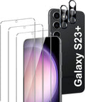 LYWHL for 3 Pack Samsung Galaxy S23 Plus / S23+ Tempered Glass Screen Protector with 2 Pack Camera Lens Protector, Support Fingerprint Unlock, 9H Shatterproof Bubble Free Case Friendly by LYWHL