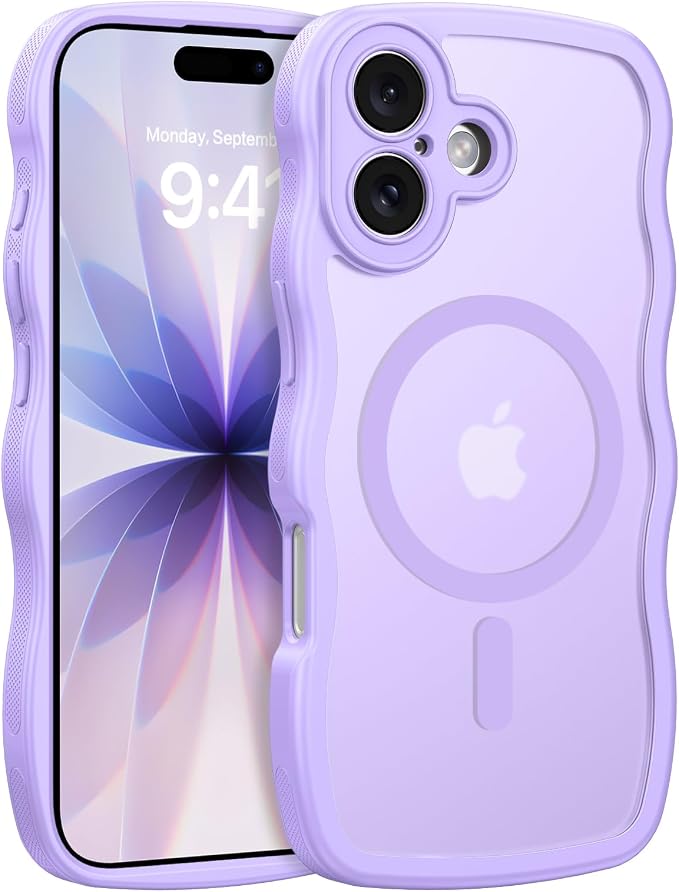 BENTOBEN Magnetic for iPhone 17 Case, Cute Wavy Full Camera Protection [Compatible with MagSafe] Translucent Matte Anti-Slip Bumper Women Girls Boys Protective Cover for 17 6.3", Light Purple by BENTOBEN