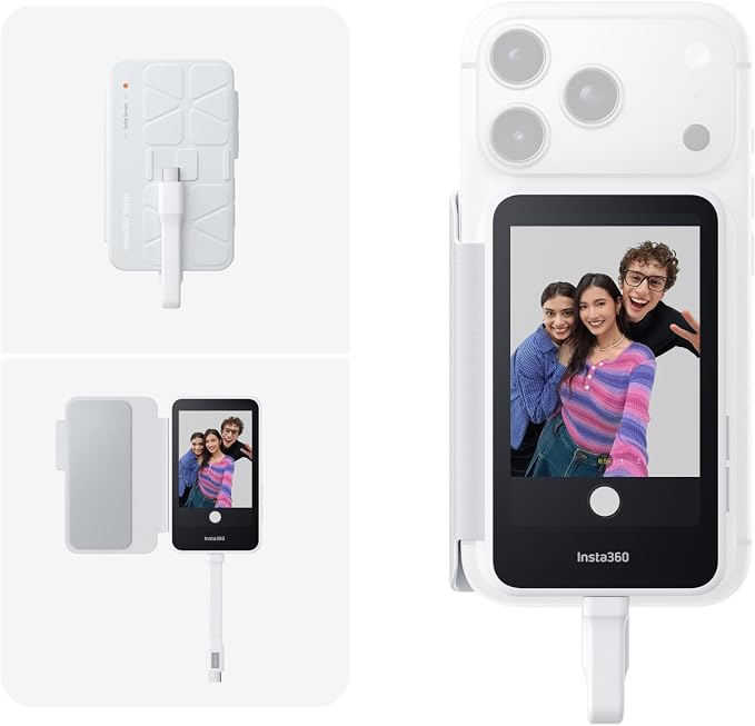 Insta360 Snap Selfie Screen - 4K Magnetic Selfie Monitor Screen for Selfie, Vlogging, Compaitble with iPhone 15/16/17 Pro, Touchscreen Control, Wired Instant Connection by Unknown