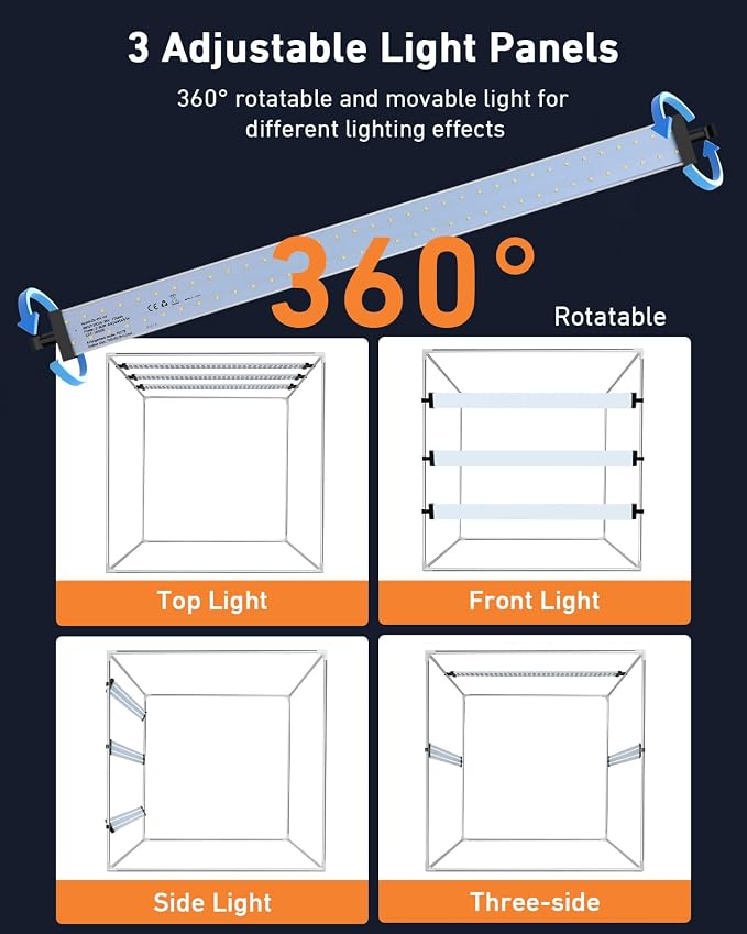 Light Box Photography, 32×32inch Professional Photo Studio Booth Photobox, Portable 210 LED Lightbox Shooting Tent Folding with 6 Colors Backdrops for Large Product or Jewelry Photography… - Image 4