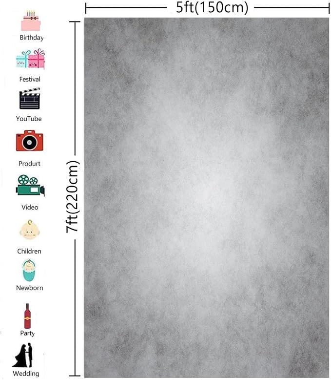 5x7ft Gray Abstract Photography Backdrops Grey Portrait Photo Studio Prop Background for Photographyer Ash Texture Backdrop for Party - Image 3