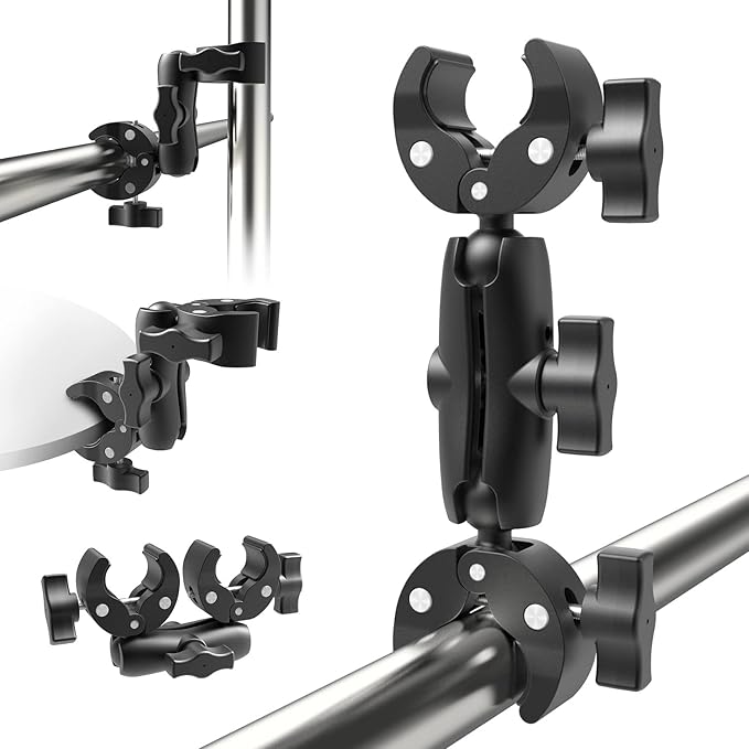 Double Super Clamp Mount Umbrella clamp Camera Clamp Pole Clamp for Monitor Bracket Magic Socket Arm Desk Photo Studio Light Stand, Photography Reflector, Flag Holder Mount, Cross Bar by Taisioner