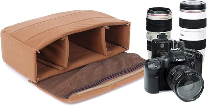 Backpack Shockproof Camera Inserts Bag,Camera Lens Divider Storage | DIY Adjustable Dividers,Soft Padded Protection,with Cover,Fits Sony Canon Nikon, Travel Commute,13.38(L)x3.15(W)x8.66(H) - Image 7