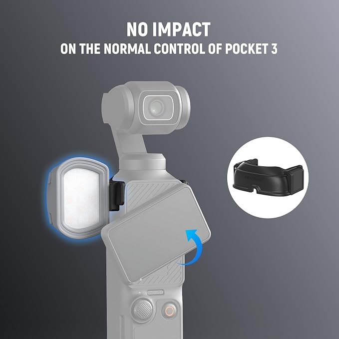 NEEWER Basics Magnetic Auxiliary Light Compatible with DJI OSMO Pocket 4 & 3 Camera, 1.3W USB C Rechargeable Plastic Side Mounted LED Fill Light Attachment for Selfie Vlog Video Recording, M21 Gray - Image 7