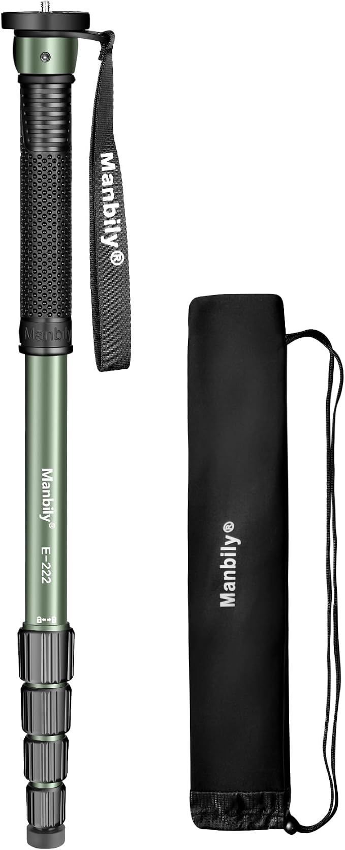 65-Inch Camera Monopod, 5 Sections Aluminum Travel Monopod for Canon Nikon Sony DSLR Cameras Video Camcorder, Compact Portable Lightweight（E-222） (Green) by Manbily