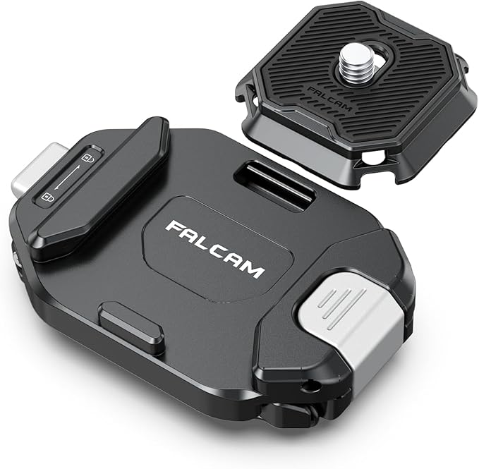 FALCAM F38 Backpack Camera Clip V2 with Plate | Arca-Swiss Quick Release, 30kg/66lb Heavy Load, Dyneema Safety Strap, Belt & Strap Mount for DSLR Action Mirrorless – Black by FALCAM