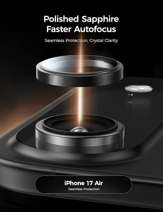 MAGIC JOHN for iPhone Air Camera Lens Protector [Alignment Kit&1:1 Invisible Fit] 9H Aerospace Tempered Glass, Ultra HD, Metal Individual Ring，Case Friendly, Set of 2,Clear - Image 5