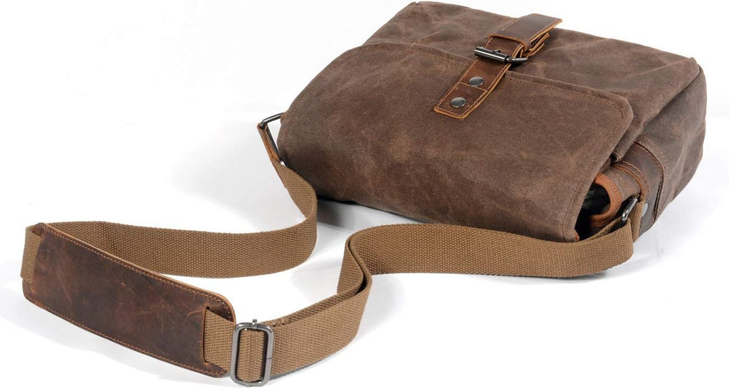SLR Camera Bag, Waterproof Wax Canvas Bag Vintage Camera Case Messenger Bag with Interlayer Pad - Image 4