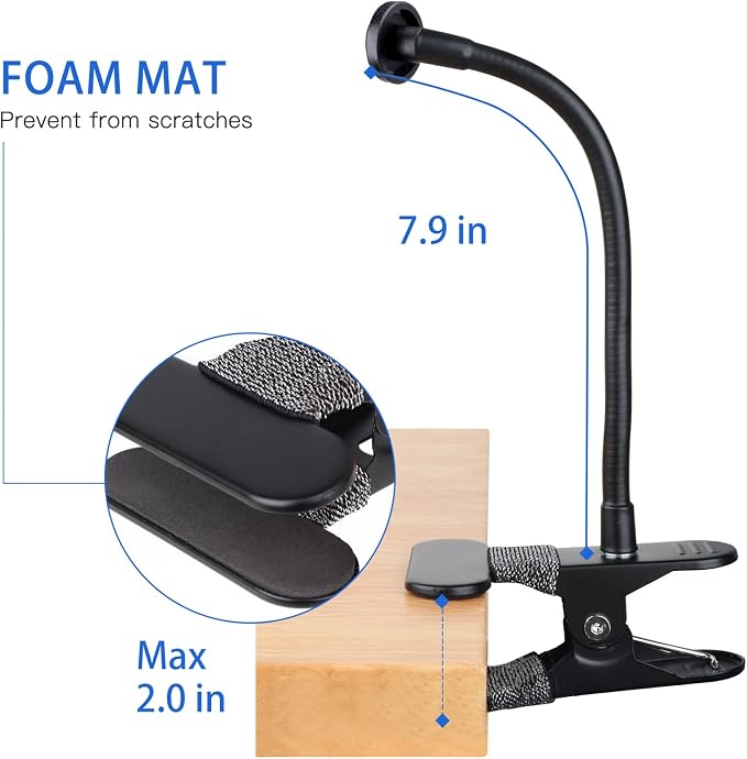 iTODOS 2 Pack Flexible Clip Clamp Mount Compatible with Blink Outdoor 4 (4th Gen)/(3rd Gen) XT3/Blink XT/XT2/Mini,8 inches Gooseneck Arm,Attach Your Blink Camera Wherever You Like Without Any Tools - Image 6