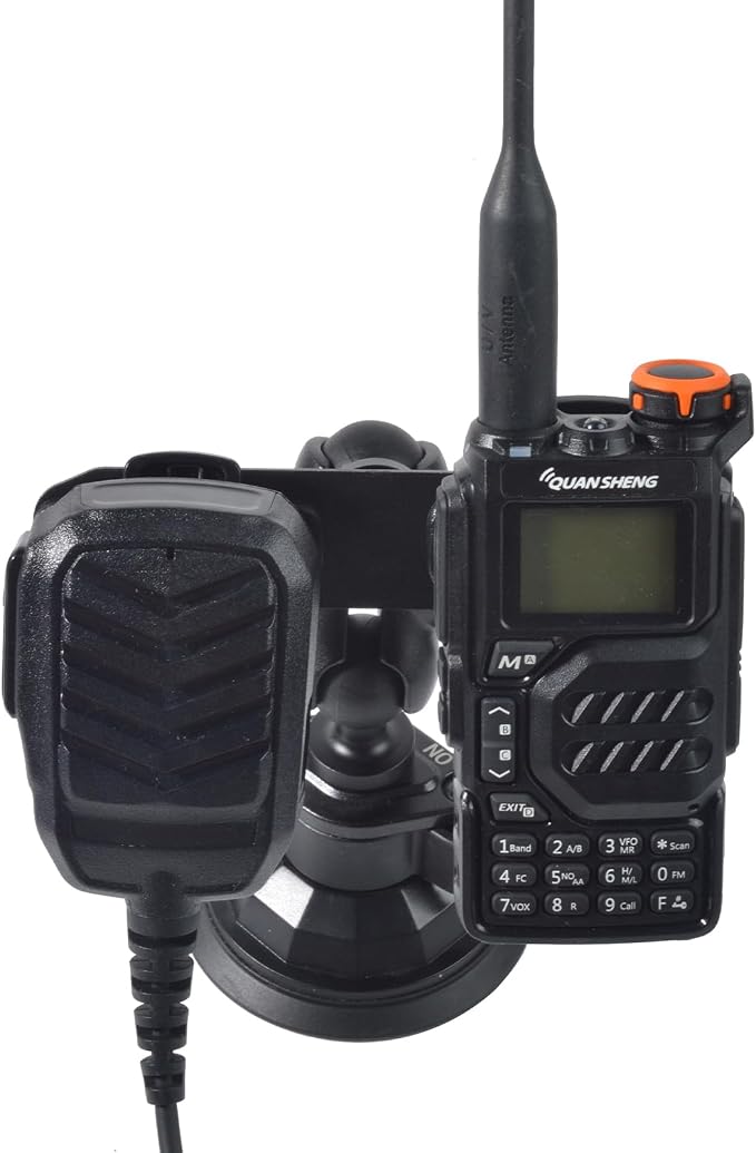 Universal Radio Bracket, Walkie-talkies Back Clip Mount, Radio Microphone Holder with 25mm 1" Ball Adapter Compatible with RAM Mounts B Size Double Socket Arm - Image 4