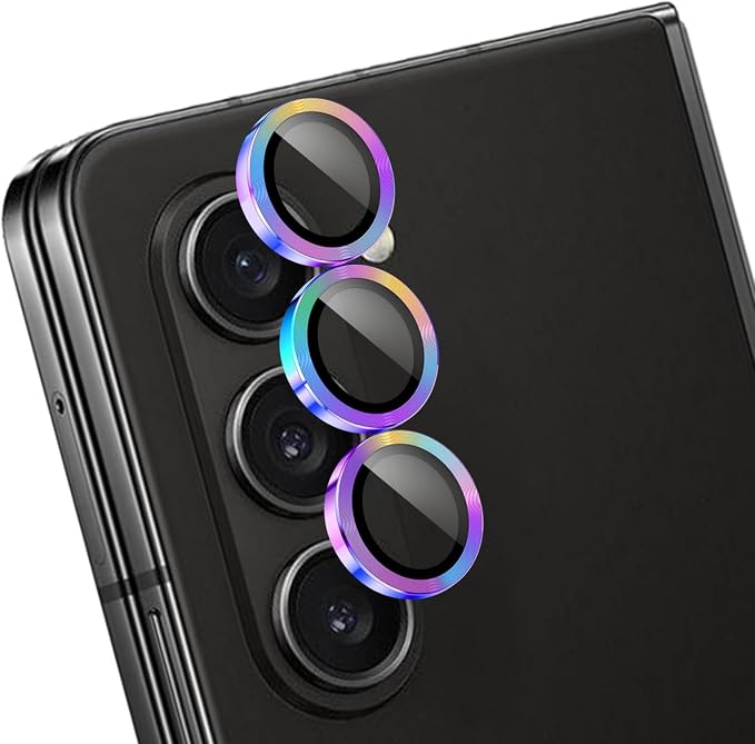 Camera Lens Protector for Samsung Galaxy Z Fold 5,1 Pack | Tempered Metal Glass Camera Cover, HD Clear Anti-Scratch Lens Screen Protector Film,Case Friendly,Colorful Titanium by Unknown