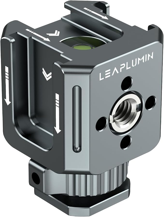 Triple Cold Shoe Mounts Adapter, 3/8'' Screw Hole to 1/4'' Screw Hole, Aluminum Alloy Hot Shoe Extension Bracke for DSLR Camera Flash Light, Monitor, Microphone-Gray by Leaplumin