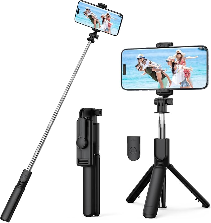 Selfie Stick Tripod, Retractable Selfie Stick Tripod with Wireless Remote Control, for Photograph, Live Streaming, Video Recording, Compatible with Android, iPhone and More by Aourxiv