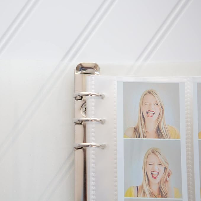 Photo Album For 2X6 Photo Booth Slip In Strips And 4X6 Pictures - 6 Ring Notebook Binder With 20 2 By 6 Sleeves - Fits 80 Photobooth Prints (QUARTZ SPARKLE, 2X6) - Image 3
