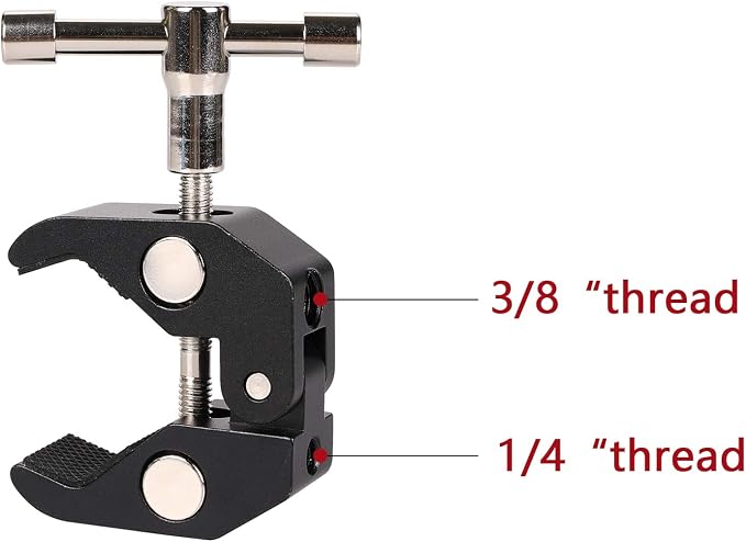 4Pack Super Clamp with 1/4 and 3/8 Thread for Photography,Camera Monitor, Plate Glass,LED Light, Umbrellas,Hooks, Shelves, Cross Bars,Photo Accessories - Image 3