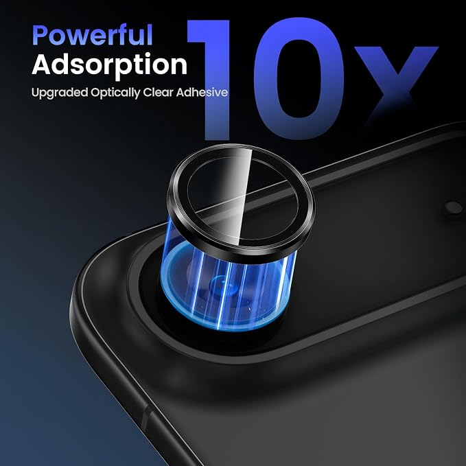 Tensea 2Pack for iPhone Air Camera Lens Protector, Camera Screen Cover | Camera Cover, Metal Individual Ring with 9H Tempered Glass for iPhone 17 Air 6.5inch, HD Clear, Easy Install, Full Protection - Image 4