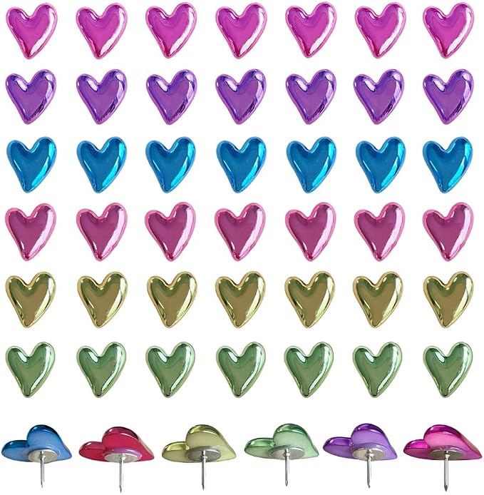 60 Pcs of Cute Soft Wooden Board thumbtack with Golden Hearts can be Used for Photo Walls, memos, whiteboards, and Decorative thumbtack (Mixed Color) by SSYHQAX