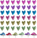 60 Pcs of Cute Soft Wooden Board thumbtack with Golden Hearts can be Used for Photo Walls, memos, whiteboards, and Decorative thumbtack (Mixed Color) by SSYHQAX