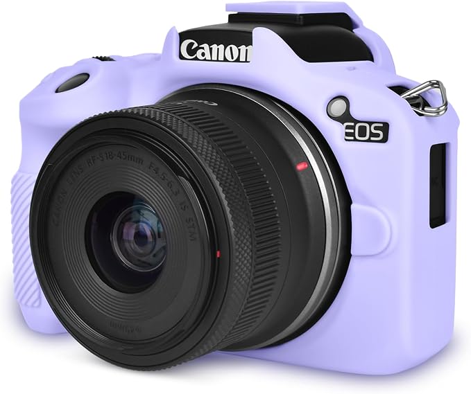 Rieibi EOSR50 EOS R50 Case, Soft Silicone Protective Case for Canon EOS R50 EOSR50 Vlogging Camera, Lightweight EOS R50 Camera Case Grip Cover Body Skin - Purple by Rieibi
