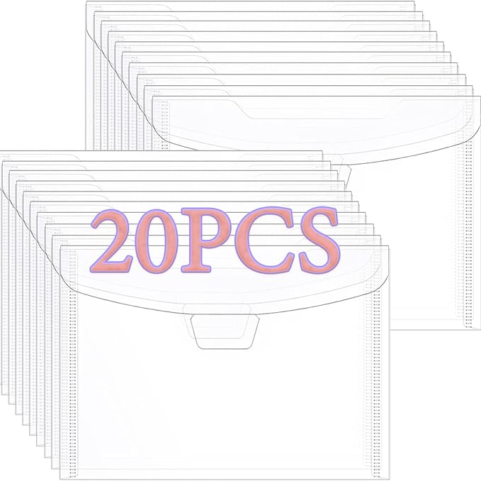 20 Pieces Clear Stamp and Dies Storage Bags,Resealable Plastic Envelopes Pockets for Cutting Dies Stencil Crafts Organizer Holder Arts Crafts Scrapbooking Supplies 9.4x7inch Clear Bags by CYFUNDESIGN