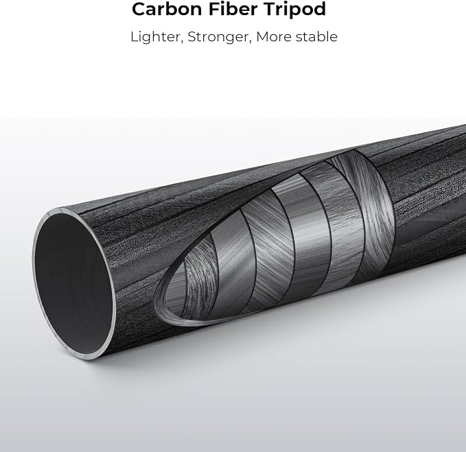 K&F Concept 68" Carbon Fiber Camera Tripod, Metal Ball Head for DSLR | 22lbs Load, Detachable Monopod, Compact Tripods with Phone Mount, Quick Release Plate, O255C4+BH-28L - Image 3