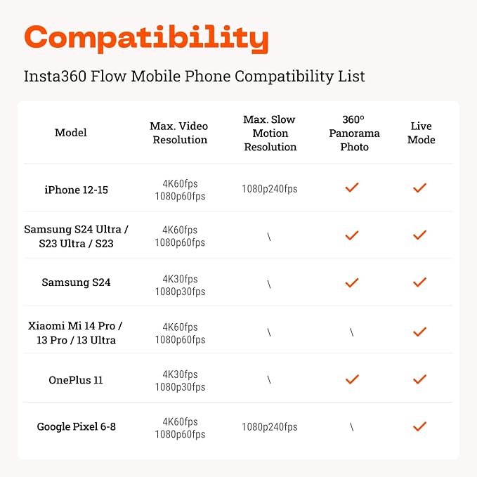Insta360 Flow Gimbal Stabilizer for Smartphone, Official Sticker Kit - AI-Powered Gimbal, 3-Axis Stabilization, Built-in Tripod, Portable & Foldable, Auto Tracking Phone Stabilizer, Stone Gray - Image 7