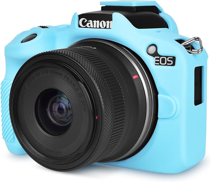 Rieibi EOSR50 EOS R50 Case, Soft Silicone Protective Case for Canon EOS R50 EOSR50 Vlogging Camera, Lightweight EOS R50 Camera Case Grip Cover Body Skin - Light Blue by Rieibi
