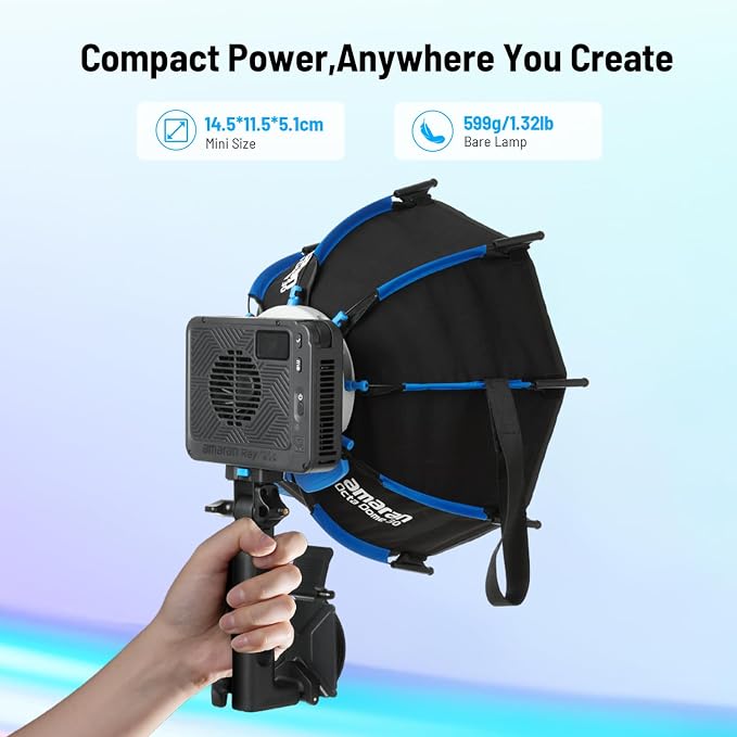 amaran Ray 120c RGB Video Light,120W Portable Studio Light IP54 | CCT 1,800K-20,000K,APP Control Bowens Mount LED Lights for Photography w/Softbox Portable Bag - Image 2