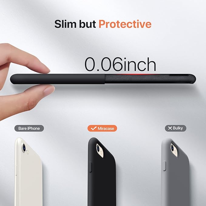 Miracase Silicone for iPhone SE 2022/SE 2020/7/8 Case,Black | Ultra Slim Cover with Screen Protector, Soft Microfiber Lining, Multi-Color Premium Silicone Shockproof Phone Case - Image 3