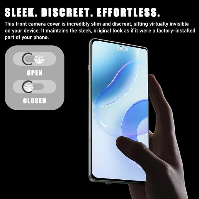 Front Camera Cover Compatible for Smartphones,Webcam Cover Compatible for Pixel/Galaxy/iPad,Protect Privacy and Security,Camera Slide Protection,2 Pack-Silver - Image 2