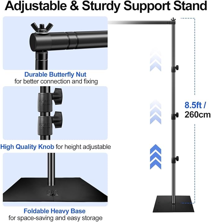EMART Backdrop Stand Heavy Duty 10x10ft Adjustable Pipe and Drape Stand | Photo Backdrop Stand for Party Photography Wedding Birthdy Dispaly Event Festival Decorations Balloon Exhibition Photo Booth - Image 4