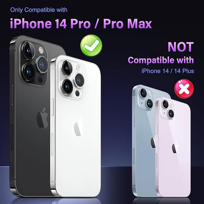 Uyiton for iPhone 14 Pro/iPhone 14 Pro Max Camera Lens Protector | Case-Friendly, Not Easy to Break, Military-Grade Sapphire Glass with Aluminum Metal Rear Camera Screen Cover, Black - Image 7