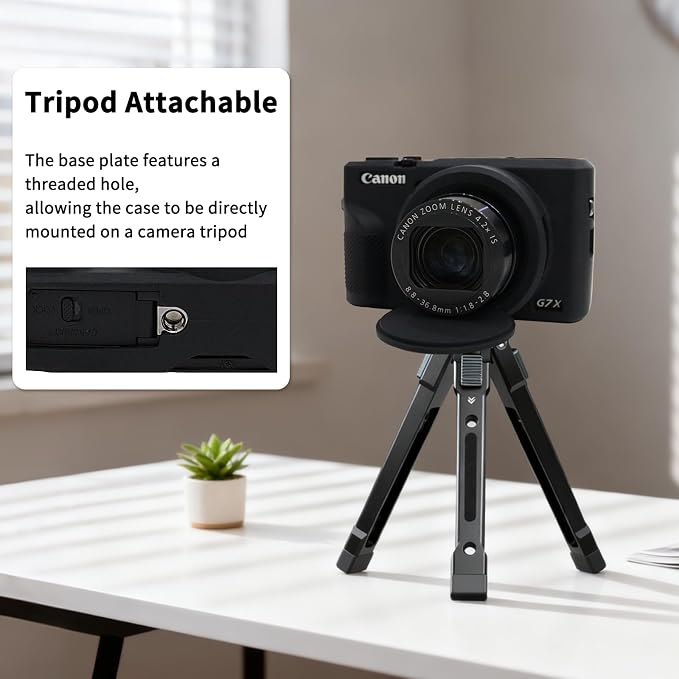 VOVMOEYA Camera Case for Canon Powershot G7 X Mark III with 2PCS Screen Protector,Full Pritection Soft G7X III Silicone Case Detachable Lens Cover Protective Cover for Canon G7XIII G7X3-Black - Image 6