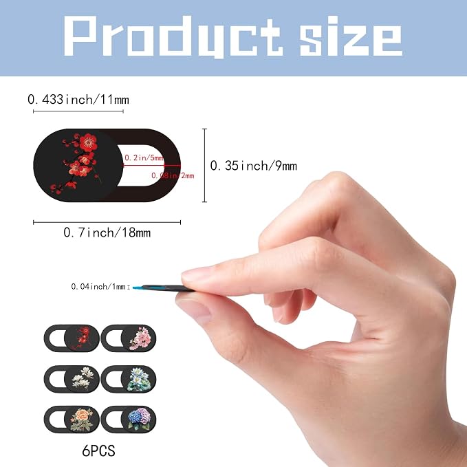 6Pcs 6 Styles Camera Cover Slide Flowers Laptop Camera Cover Floral Pattern Privacy Guard Webcam Protectors for Laptop Desktop Computer Tablet Phone Mini PC Accessories Home Office Use - Image 2
