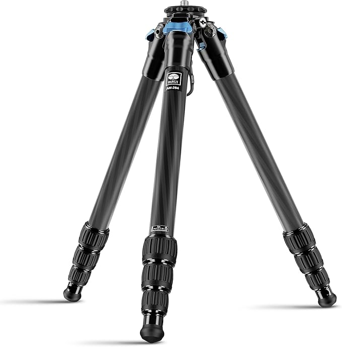 SIRUI AM-284 Carbon Fiber Tripod for Travel, Professional Camera Tripod with 4-Section Legs, Twist Leg Locks, Detachable Metal Spikes, Loads up 33LB, Max Height 47.2“ by SIRUI