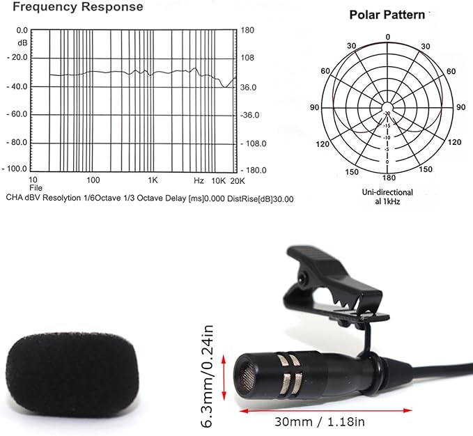Lavalier Lapel Microphone Compatible with Audio-Technica Bodypack | Unidirectional Condenser Super Cardioid Clip-On Mic for Wireless Transmitter System with Hirose 4 Pin Plug - Image 6