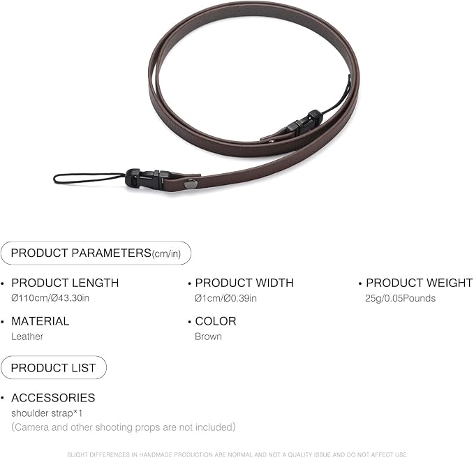 Leather Quick-Release thin camera Shoulder Strap for DSLR SLR - Brown | Genuine leather 1cm width 110cm length quick-release buckle 25g Neck Strap For Ricoh for Travel, Street, Outdoor Photography - Image 7