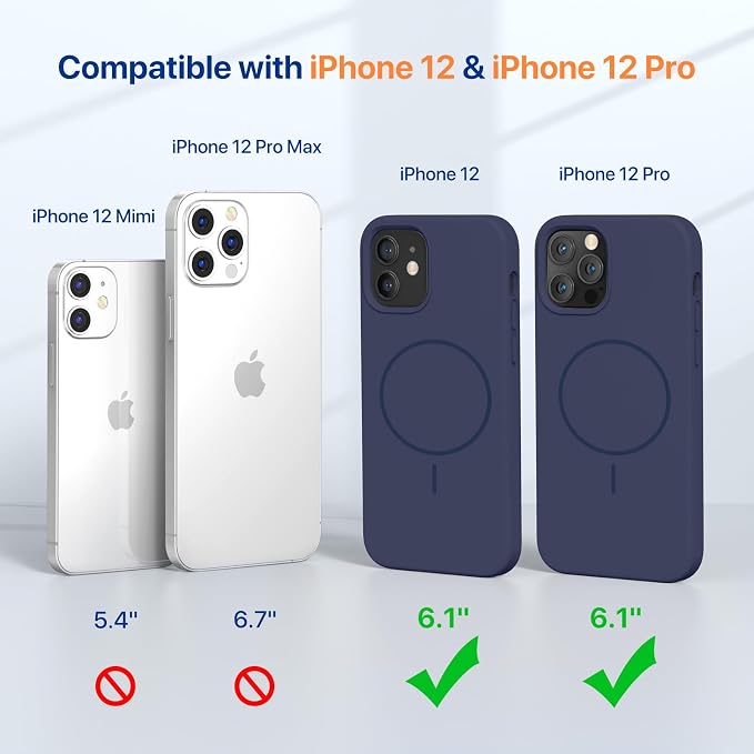 Miracase Magnetic for iPhone 12 Case/iPhone 12 Pro Case, Dark Blue | Compatible with MagSafe, Anti-Scratch Microfiber Lining, Premium Silicone Shockproof Drop Protection Phone Case for 12/12 Pro - Image 2