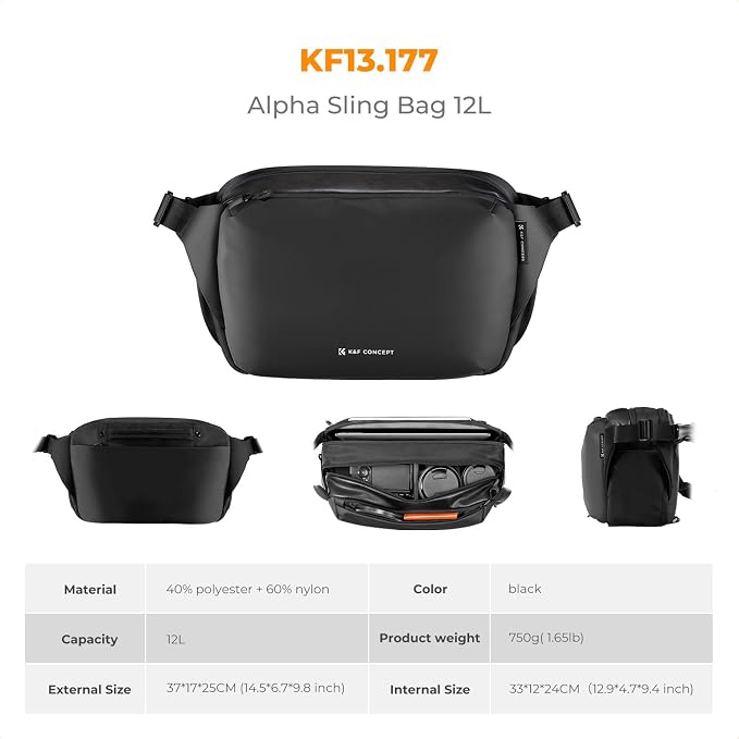 K&F CONCEPT Large Camera Sling Bag, Everyday Shoulder Bag | Multifunction Photography Compact Crossbody DSLR Portable Bag, Compatible for Canon/Nikon/Sony, BS08 - Image 7