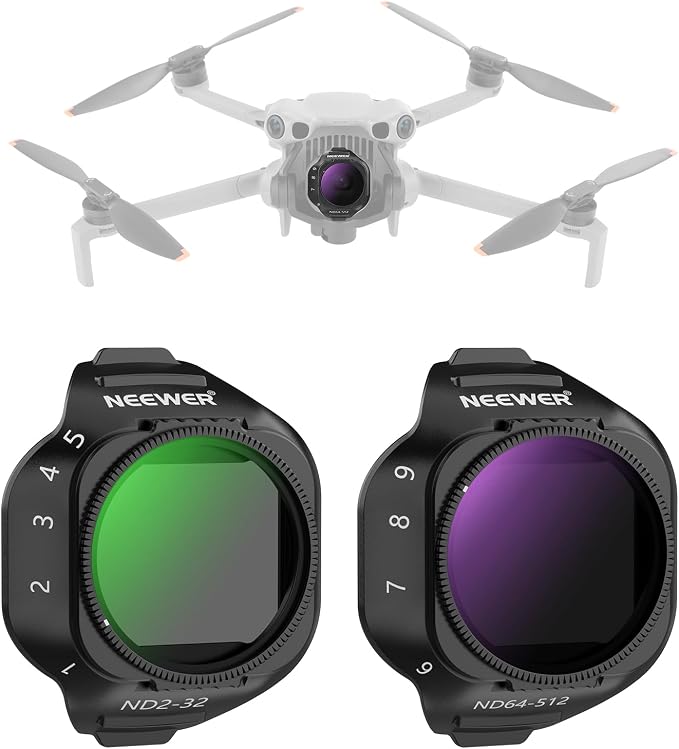 NEEWER Variable ND Filter Set Compatible with DJI Mini 5 Pro Drone Camera (ND2-32 + ND64-512), Snap On Adjustable Neutral Density Multicoated Optical Glass Lens Filter Photography Accessories, 2 Pack by Neewer