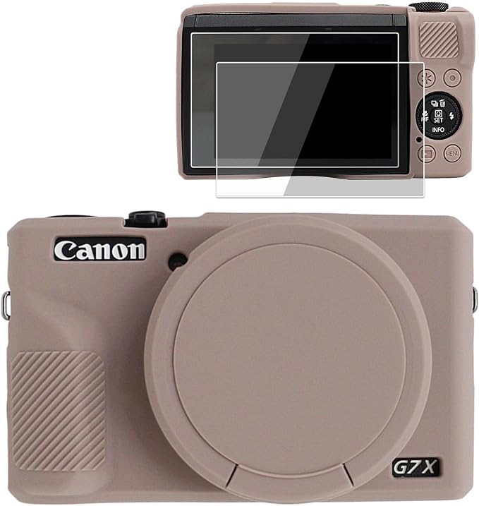 VOVMOEYA Camera Case for Canon Powershot G7 X Mark III with 2PCS Screen Protector,Full Pritection Soft G7X III Silicone Case Detachable Lens Cover Protective Cover for Canon G7XIII G7X3-Grey by VOVMOEYA