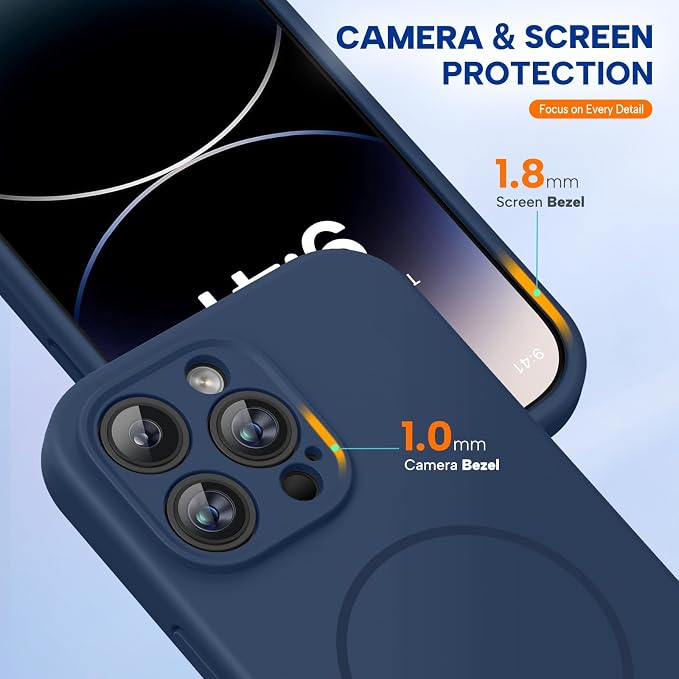 miracase Magnetic for iPhone 14 Pro Max Case, [Soft Anti-Scratch Microfiber Lining], Compatible with MagSafe, Silicone Shockproof Protection Phone Case for iPhone 14 Pro Max,Dark Blue - Image 8