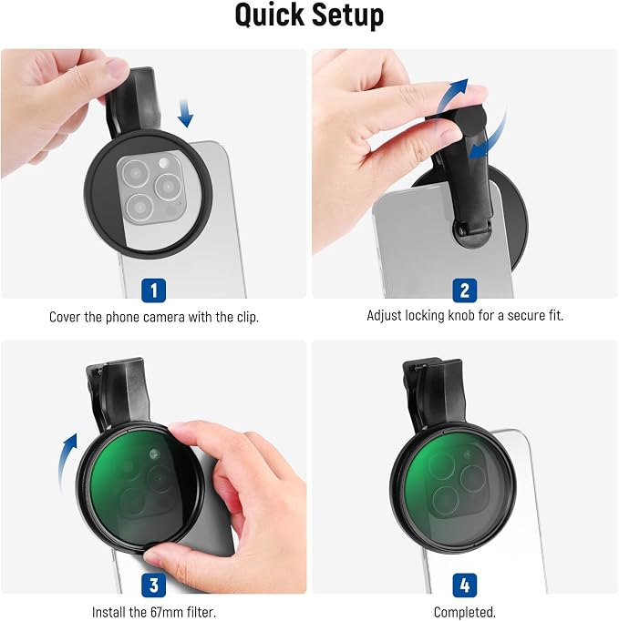 NEEWER 67mm Clip On CPL Filter, Circular Polarizing Polarizer Phone Camera Lens Photography Accessories Kit Compatible with iPhone 17 16 15 Pro Max Plus 16e 14 13 mini, FL-B23 - Image 8